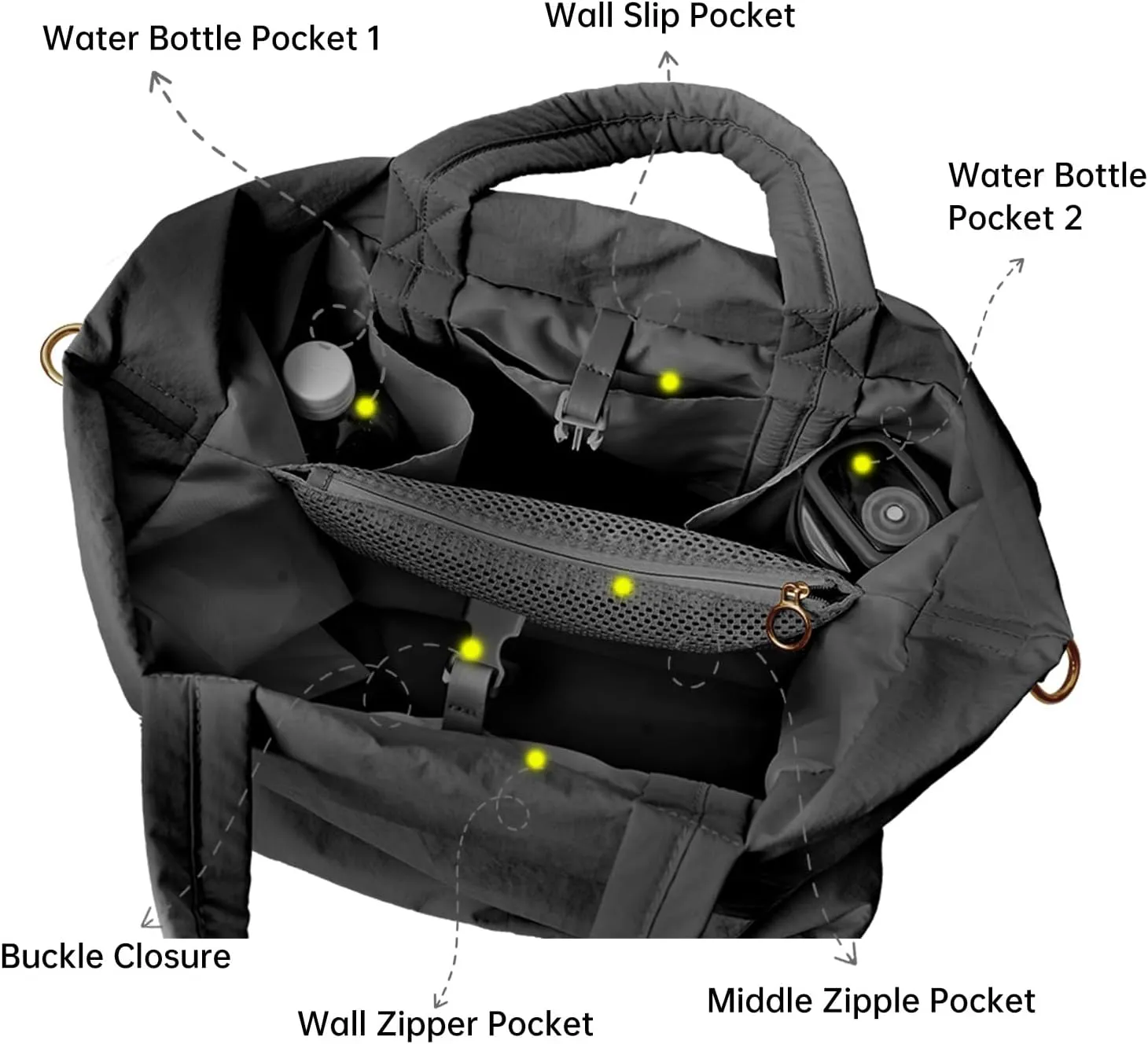 Crossbody Tote Bag for Women, 19L On My Level Bag, Nylon Hobo Bag with Removable Strap Multi Pockets Work Gym Travel
