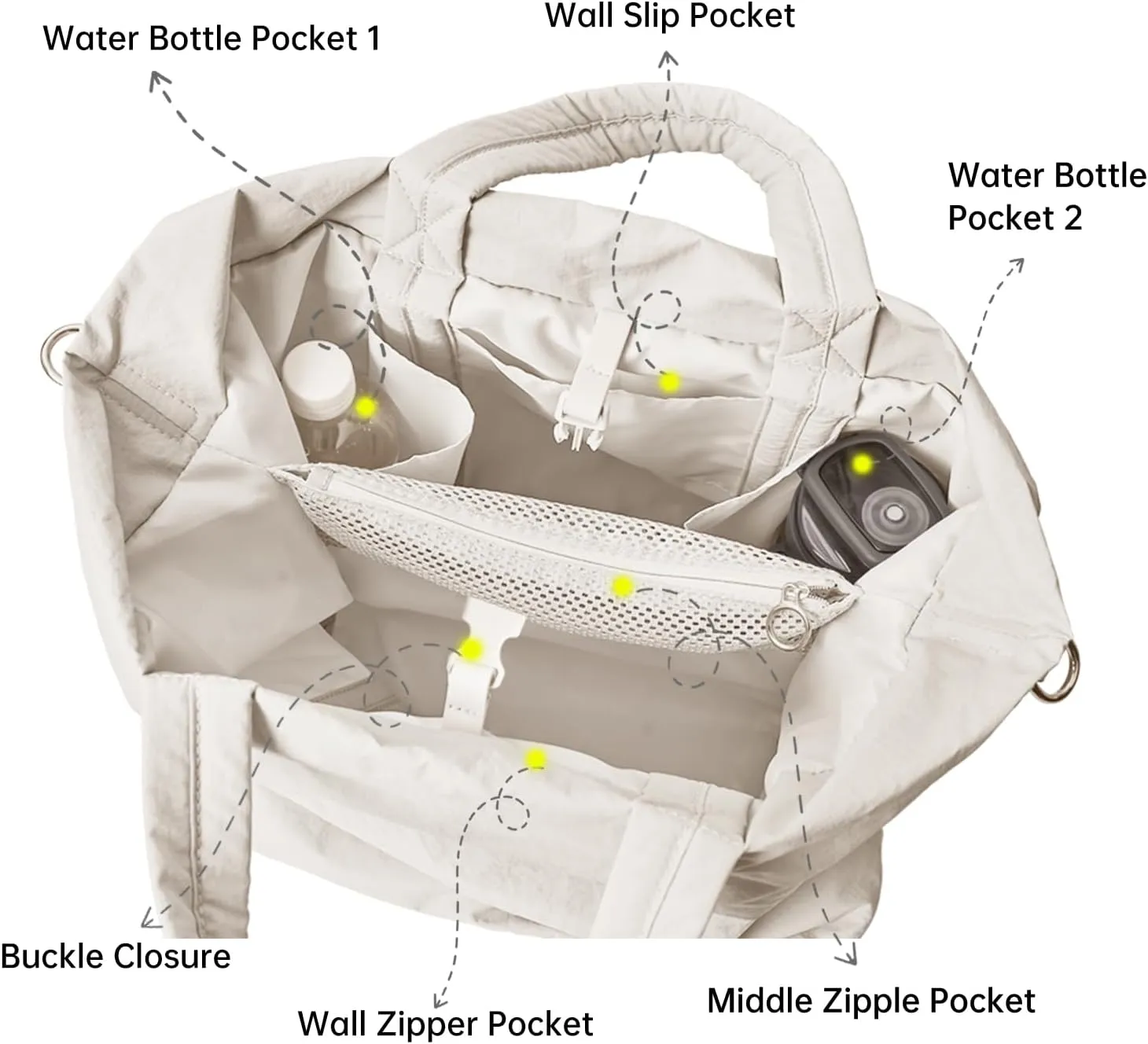 Crossbody Tote Bag for Women, 19L On My Level Bag, Nylon Hobo Bag with Removable Strap Multi Pockets Work Gym Travel