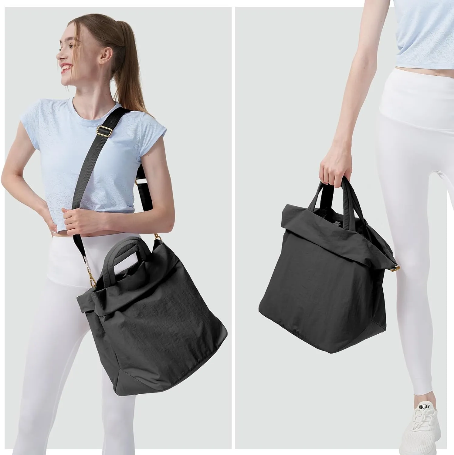 Crossbody Tote Bag for Women, 19L On My Level Bag, Nylon Hobo Bag with Removable Strap Multi Pockets Work Gym Travel