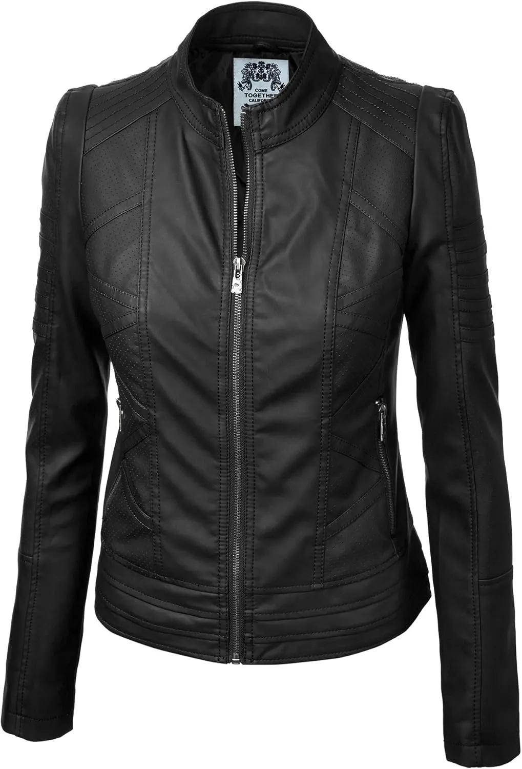 CTC Womens Dressy Vegan Leather Biker Jacket