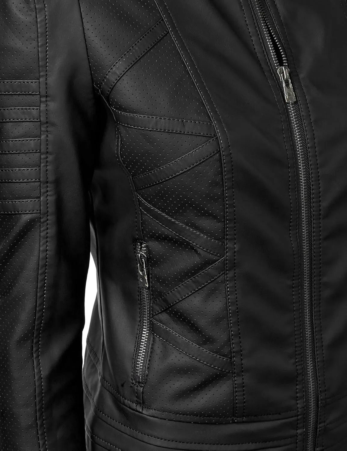 CTC Womens Dressy Vegan Leather Biker Jacket