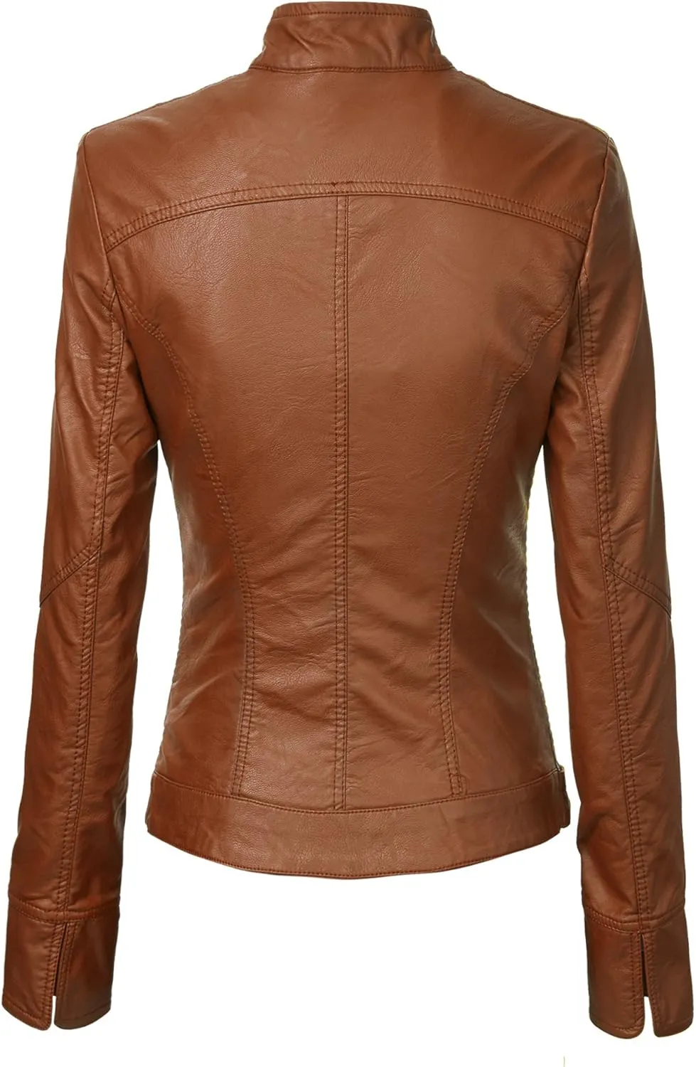 CTC Womens Dressy Vegan Leather Biker Jacket