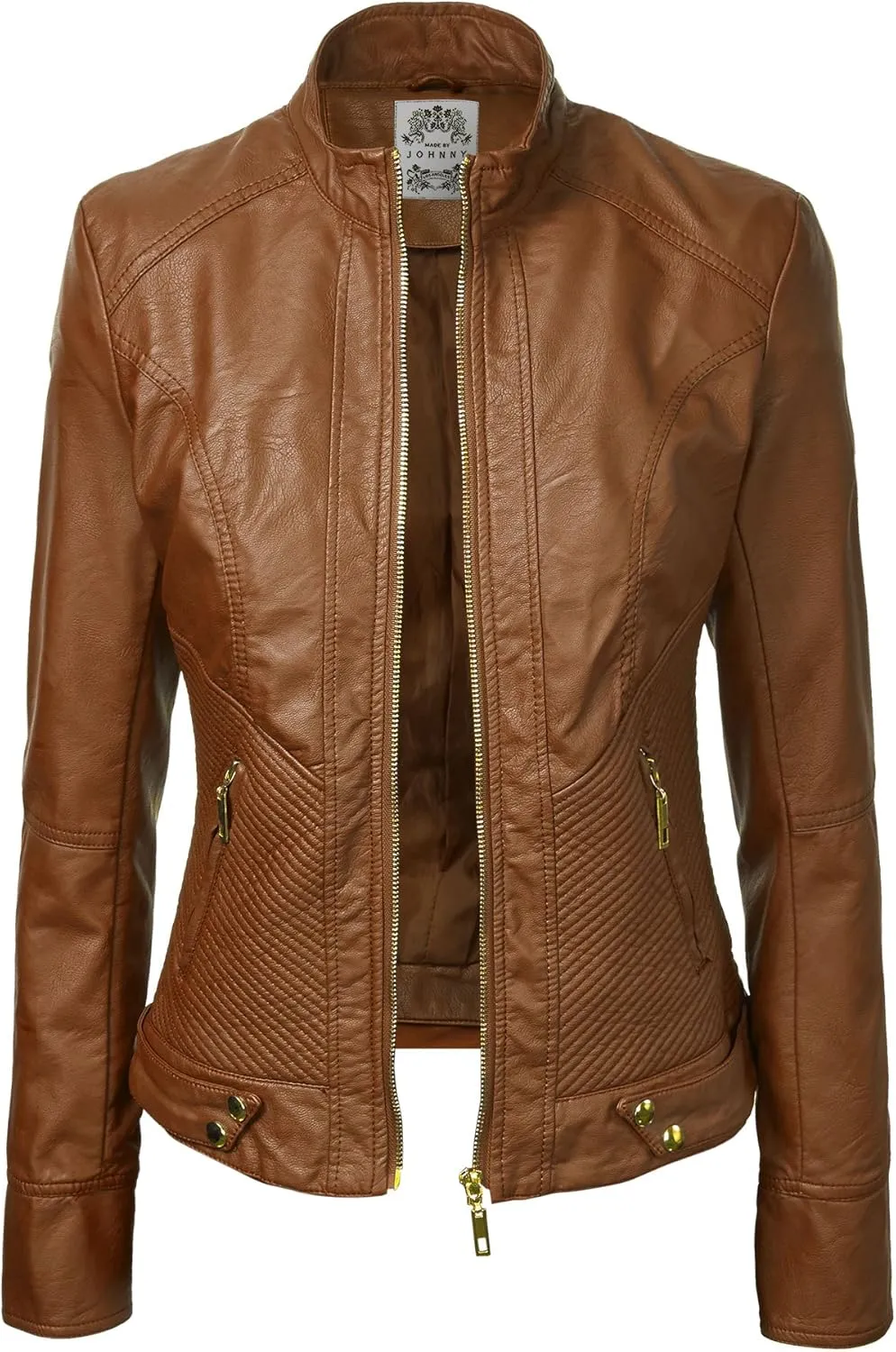 CTC Womens Dressy Vegan Leather Biker Jacket