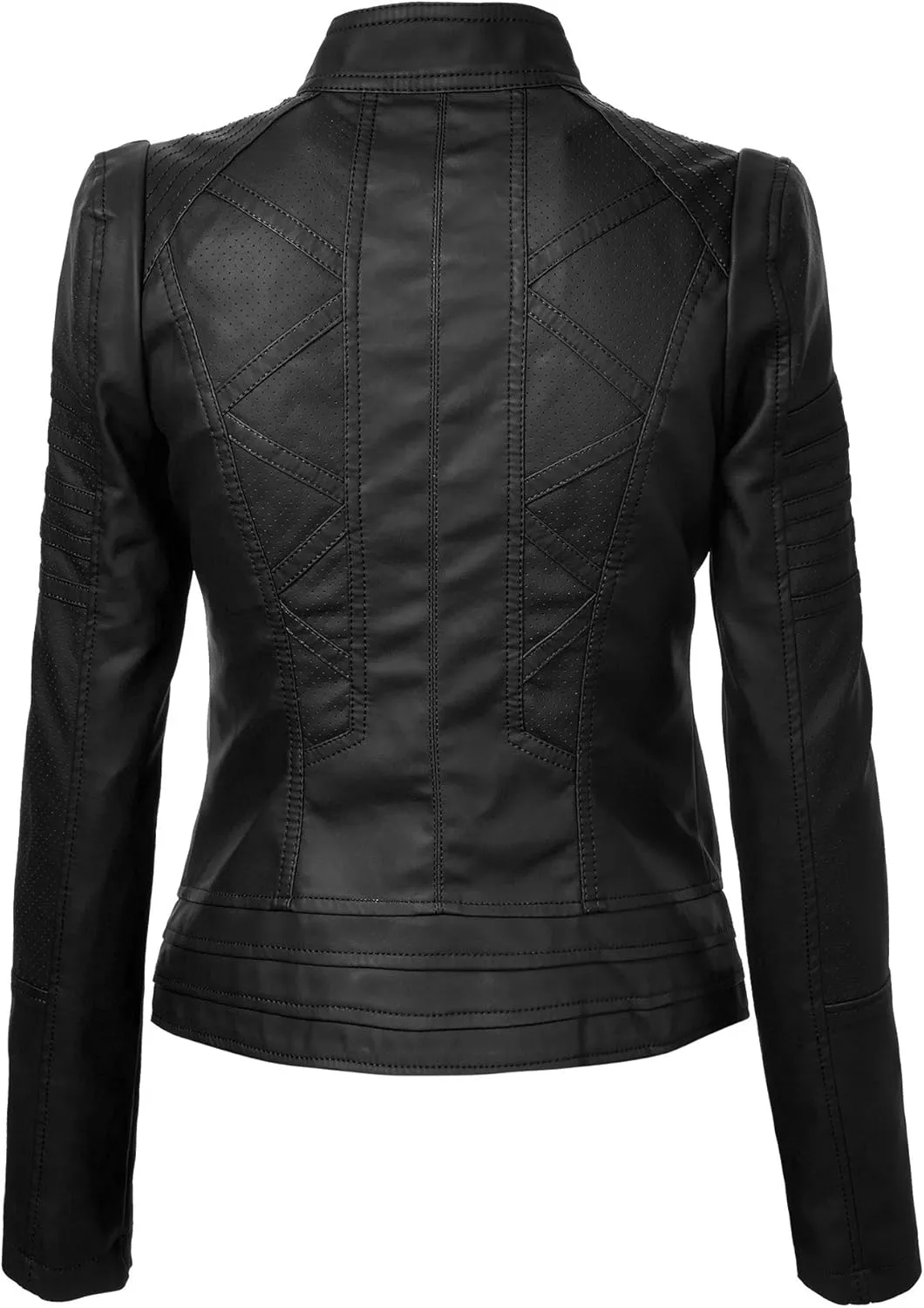 CTC Womens Dressy Vegan Leather Biker Jacket