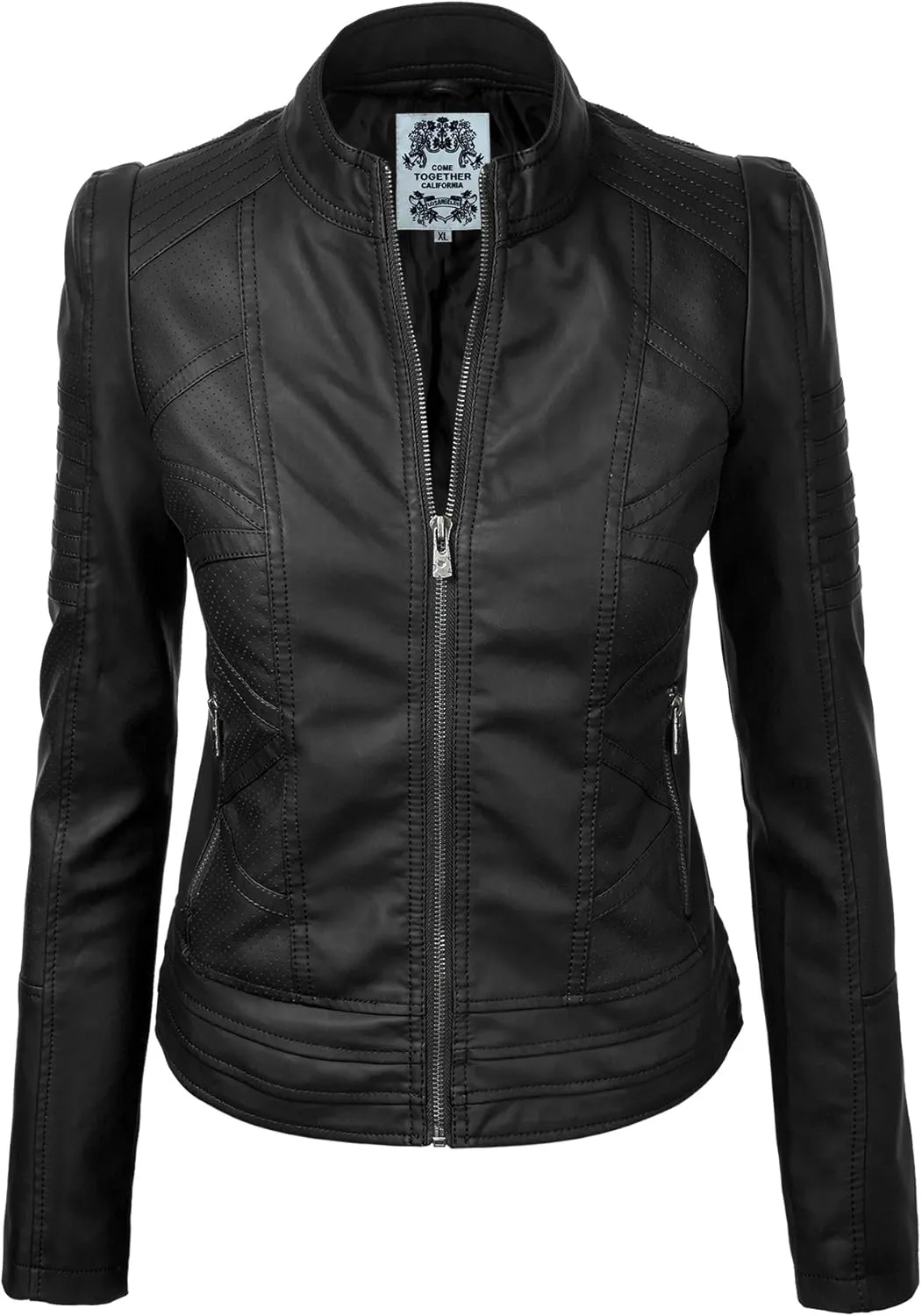 CTC Womens Dressy Vegan Leather Biker Jacket