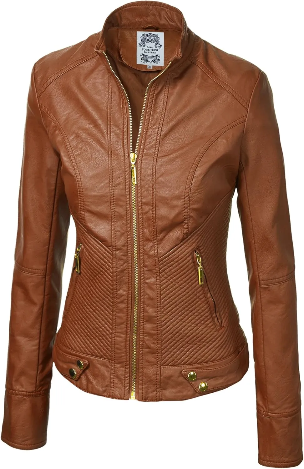 CTC Womens Dressy Vegan Leather Biker Jacket