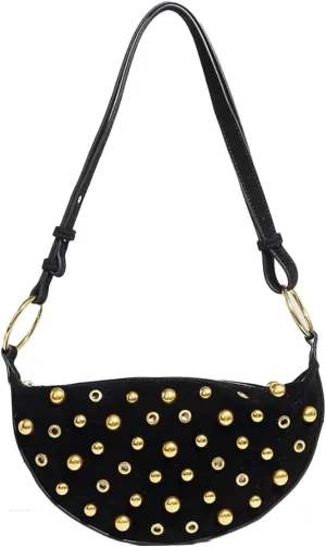 Cute Purse Suede Studded Mini Purses Going Out Y2K Leather Shoulder Bag Everyday Vintage Handbag Aesthetic