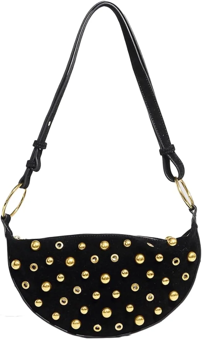Cute Purse Suede Studded Mini Purses Going Out Y2K Leather Shoulder Bag Everyday Vintage Handbag Aesthetic