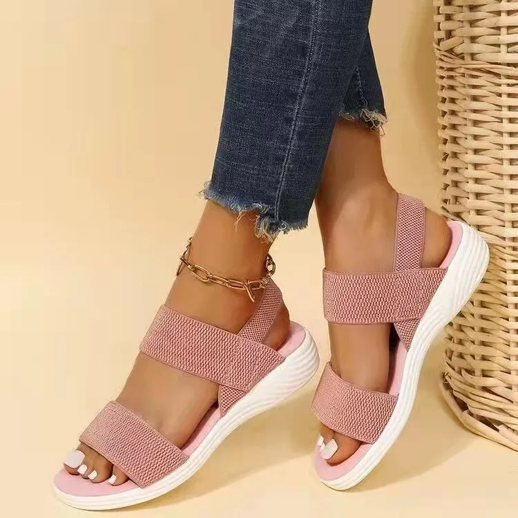 Cuzcare Women Sandals Summer Comfortable Casual Elastic Strap