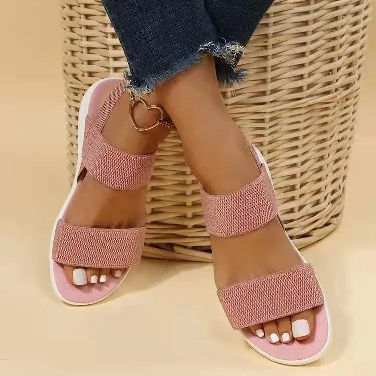 Cuzcare Women Sandals Summer Comfortable Casual Elastic Strap