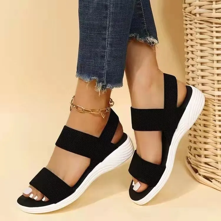 Cuzcare Women Sandals Summer Comfortable Casual Elastic Strap