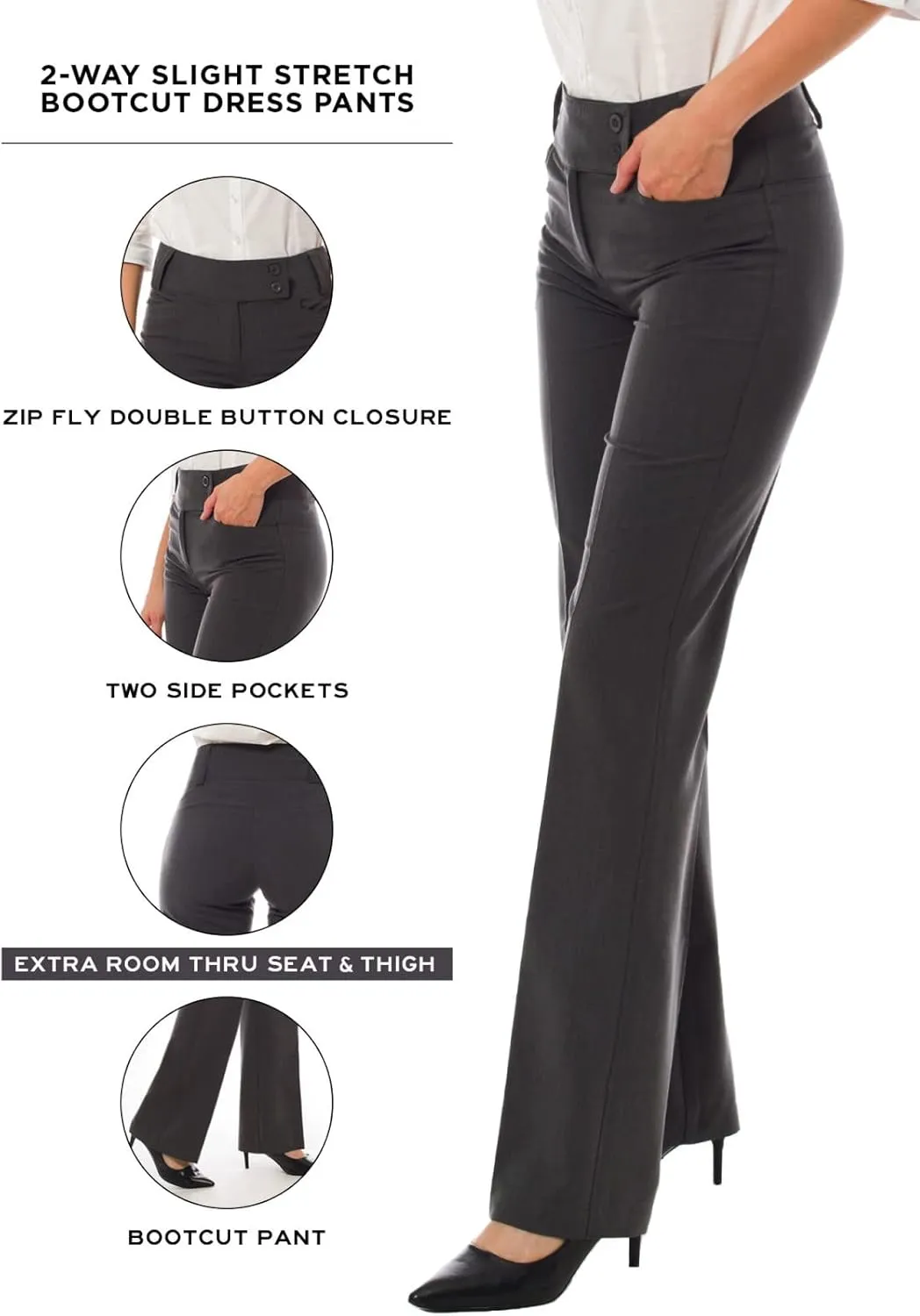Design by Olivia Women's Relaxed Boot-Cut Office Pants Trousers Slacks
