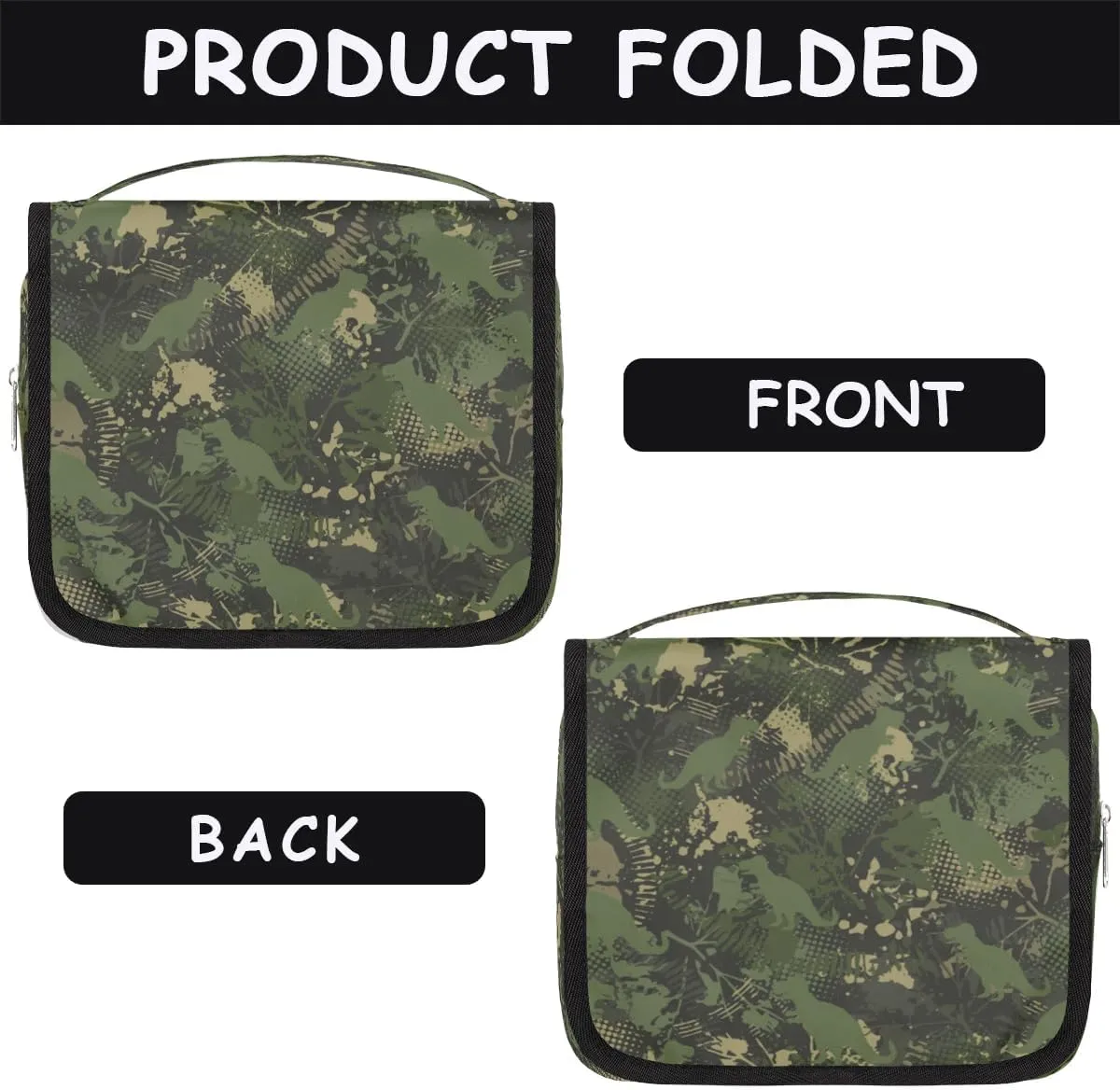 Dinosaur Camouflage Hanging Toiletry Bag, Spacious Travel Toiletry Bag for Women Men, Cosmetic Bags for Women, Travel Makeup Bag Suitable for Business, Camping, and Fitness