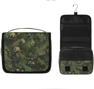 Dinosaur Camouflage Hanging Toiletry Bag, Spacious Travel Toiletry Bag for Women Men, Cosmetic Bags for Women, Travel Makeup Bag Suitable for Business, Camping, and Fitness