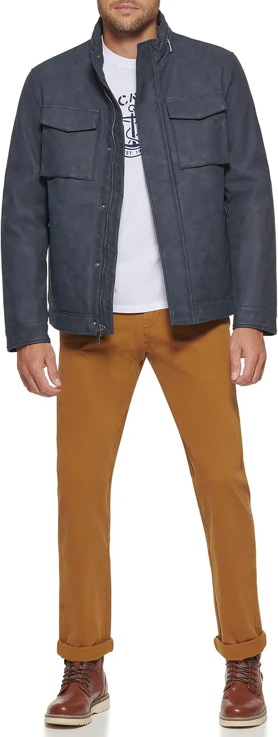Dockers Men's Faux Leather Military Jacket