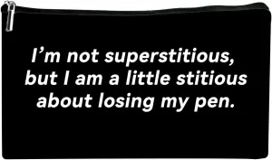 DON'T GET TOO COMFORTABLE Funny the Office-inspired Pen Pouch - A little Stitious Quote Zipper Bag for Fans, Funny Coworker Gifts, Stationary Bag for Women, Men