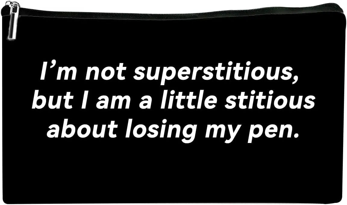 DON'T GET TOO COMFORTABLE Funny the Office-inspired Pen Pouch - A little Stitious Quote Zipper Bag for Fans, Funny Coworker Gifts, Stationary Bag for Women, Men