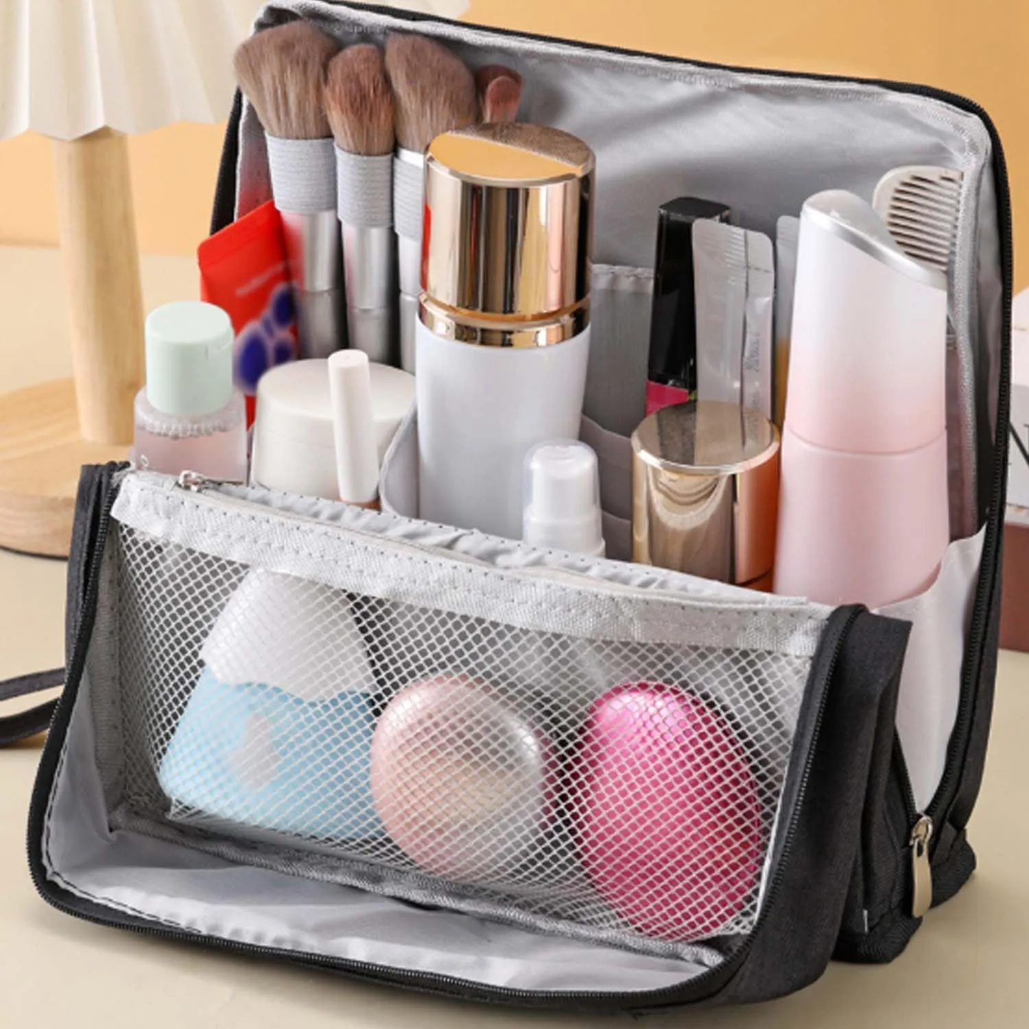 Doresty Makeup Bag, Doresty Standing Makeup Bag, Spacious Vertical Design, With Compartments, Waterproof Multipurpose Stand up Toiletry Bags (#5)