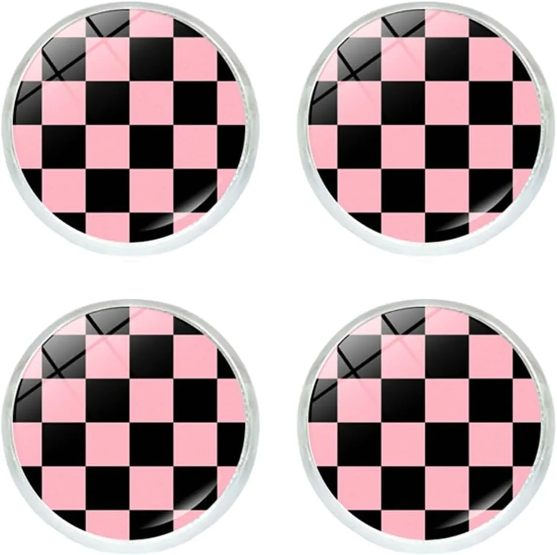 Dreuyet 2 Pairs Black White Checkered Stud Earrings for Women Men Cute Plaid Earrings Stainless Steel Posts Retro Classic Studs Checkerboard Print Glass Stud Earrings Fashion Studs Jewelry