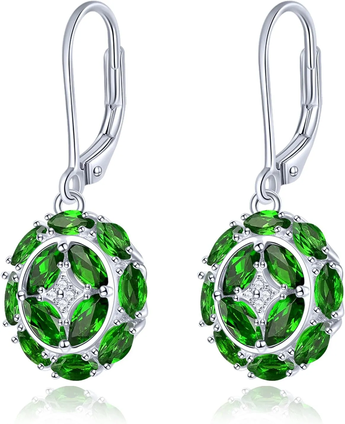 Drop Earrings for Women Setting Marquise Cut Natural Gemstone Chrome Diopside Tanzanite Birthstone Earring S925 Sterling Silver Cubic Zirconia Classic Style Fine Jewelry