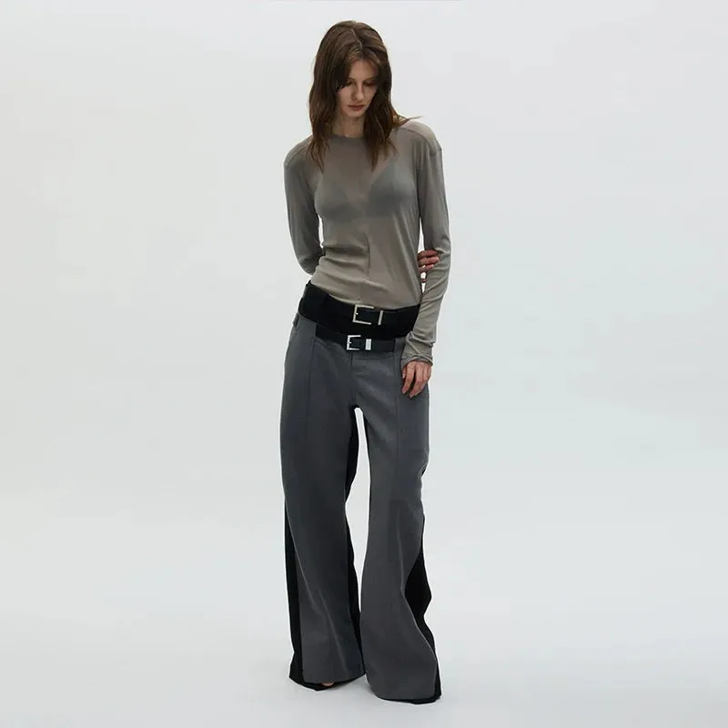 Dual-Tone Wide-Leg Trousers