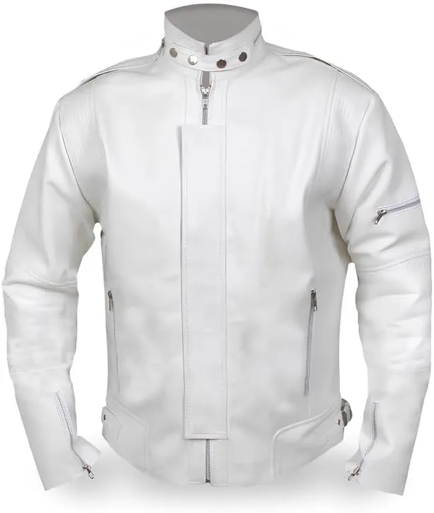 Electroma Daft-punk Jacket- Black Faux Leather Punk Biker Jacket For Men's