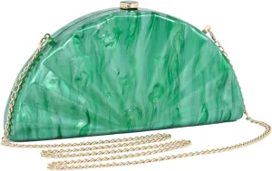 Elegant Acrylic Evening Clutch Purses For Women,Small Semicircular Shoulder Crossbody Bag Party Prom Purse Handbags