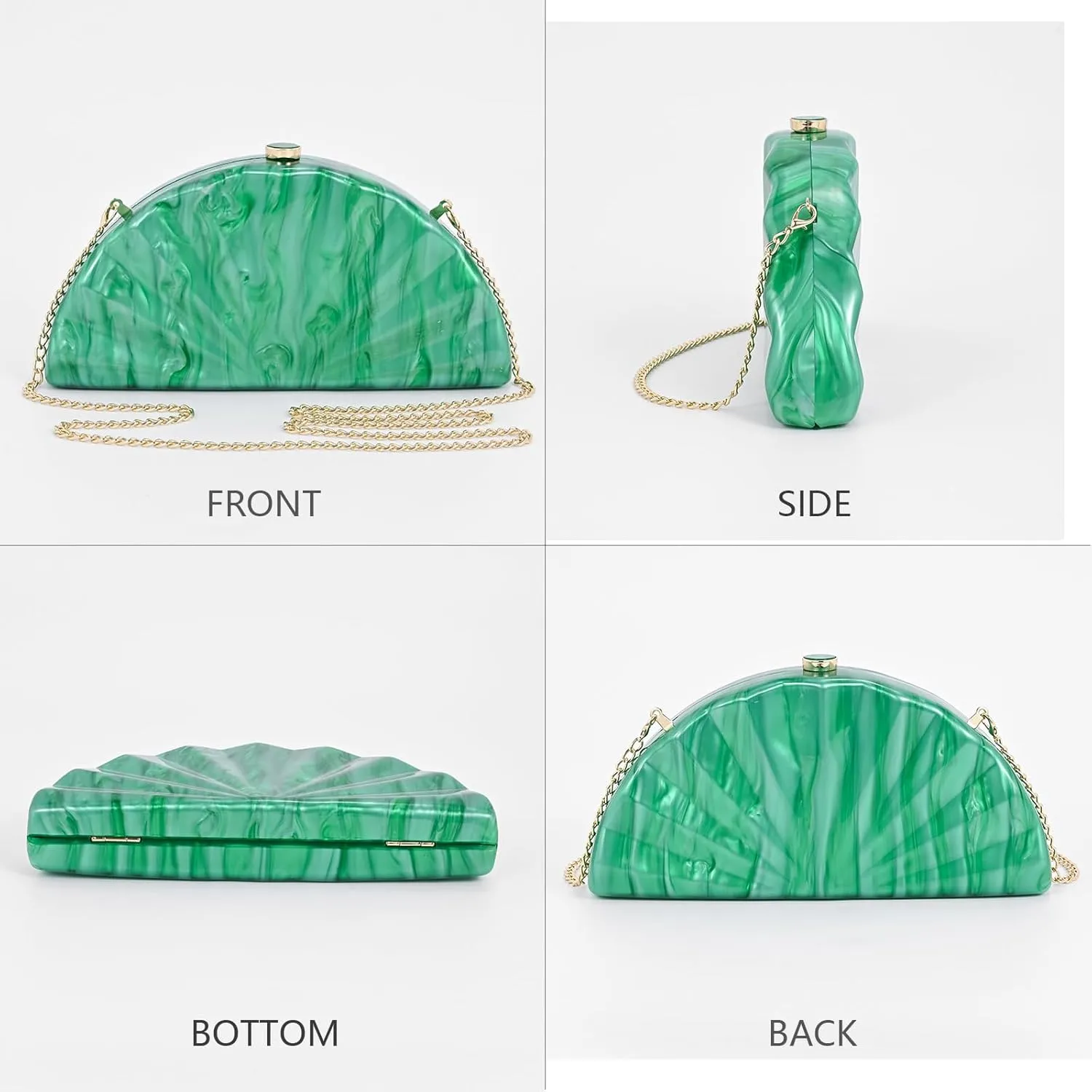 Elegant Acrylic Evening Clutch Purses For Women,Small Semicircular Shoulder Crossbody Bag Party Prom Purse Handbags