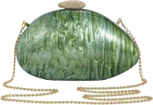 Elegant Acrylic Purses For Women, Oval Crystal Clasp Evening Clutch Seashell Bag Small Shoulder Crossbody Handbags
