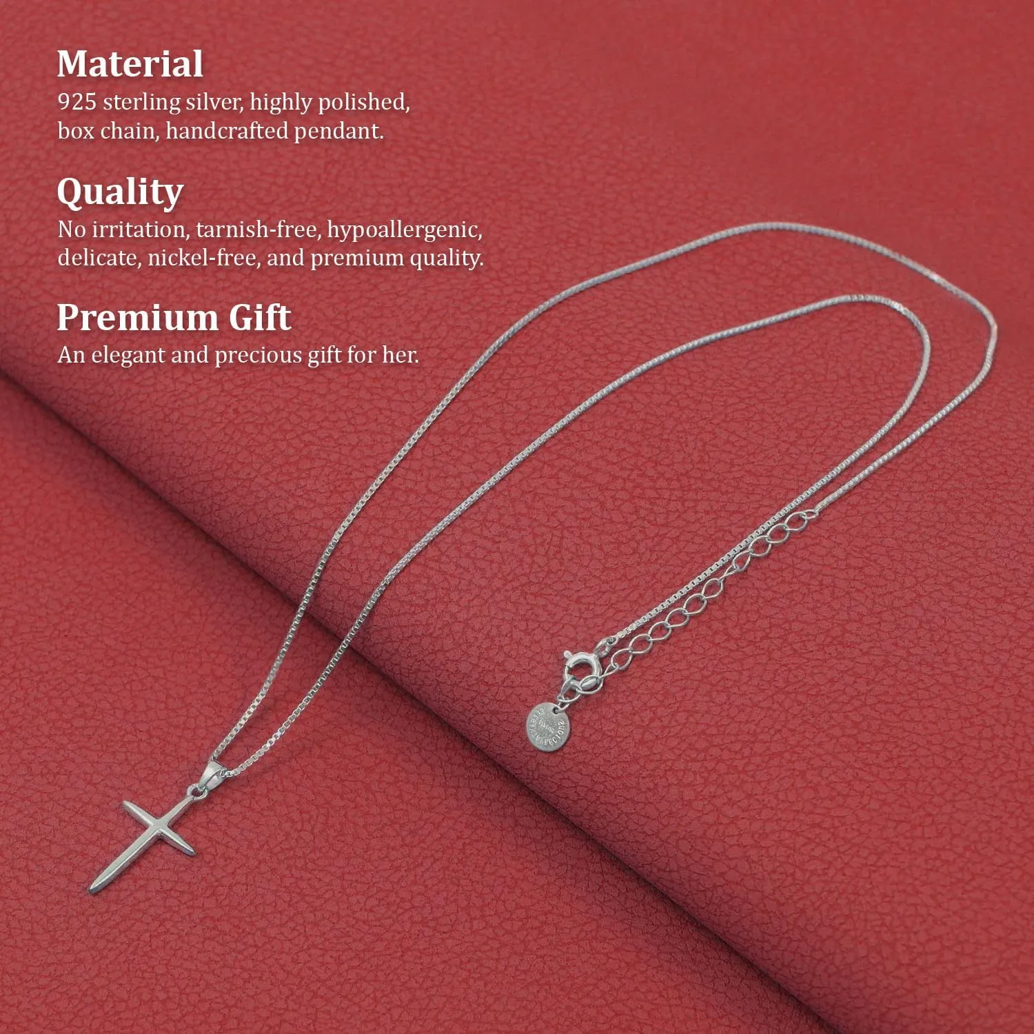 ELEGANT & PRECIOUS STRANDS Sterling Silver Cross Necklace For Women, Cross Pendant Easy to Wear  Classic Silver Cross Necklaces for Women Simple Trendy Every Day Jewelry