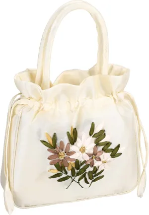 Elegant Floral Drawstring Handbag for Ladies Evening Purse with Comfortable Handle for Weddings and Parties Versatile Clutch for Casual and Formal Outfits Ample Capacity for