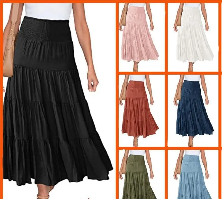 Elegant Long Skirts for Women - Maxi Skirt, Trendy Summer Style-F