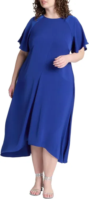 ELOQUII Women's Plus Size Seam Detail Relaxed Midi Dress