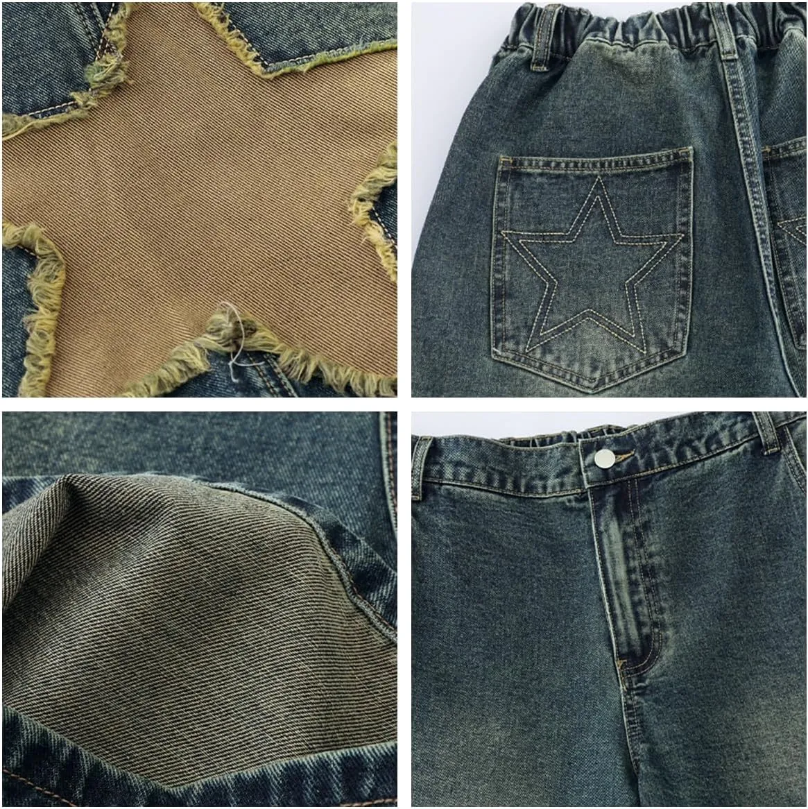 EMMIOL Women Jorts Baggy Jeans Shorts Mid-Low Waisted Denim Y2K Hip-Hop Shorts Summer Hot Short Pants Streetwear