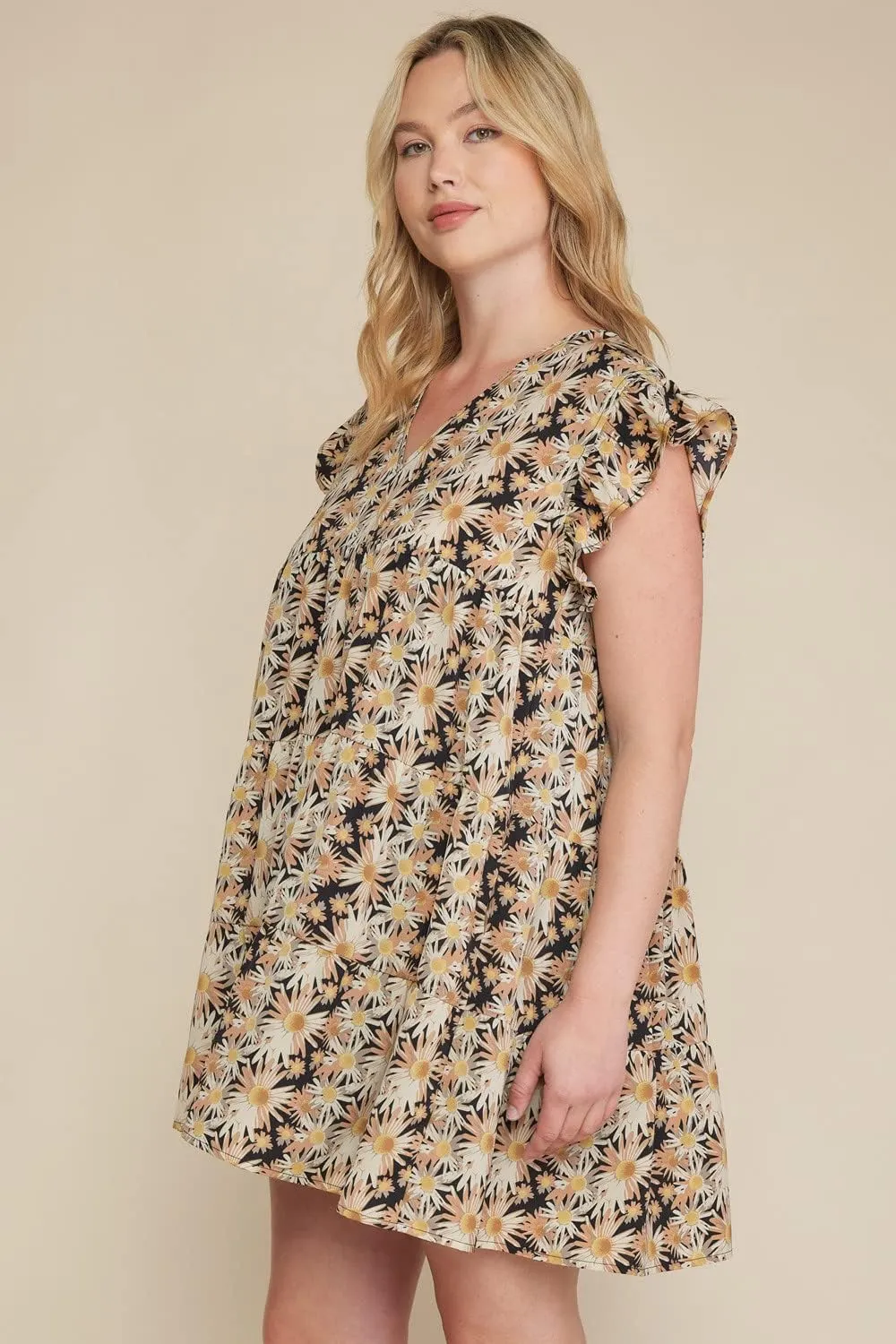 Entro USA Floral Ruffle Tiered Dress