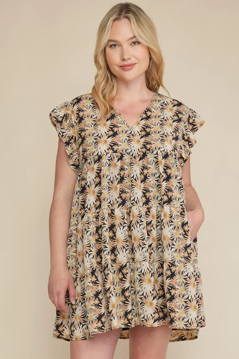 Entro USA Floral Ruffle Tiered Dress