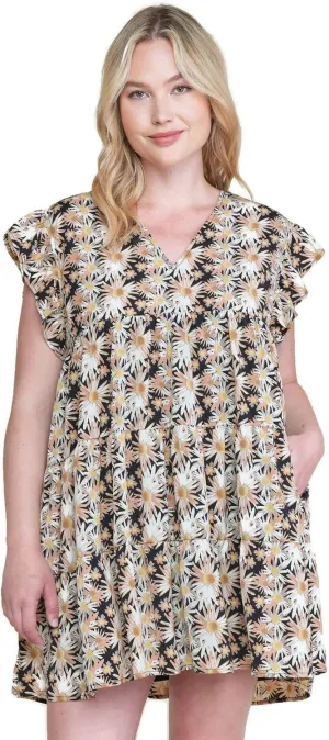 Entro USA Floral Ruffle Tiered Dress