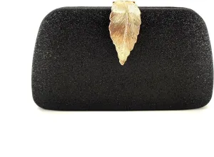 Evening Bag for Women-Convertible Handheld/Clutch/Shoulder Bag, Metal Leaf-Embellished Dressy Clutch for Banquet Prom Wedding
