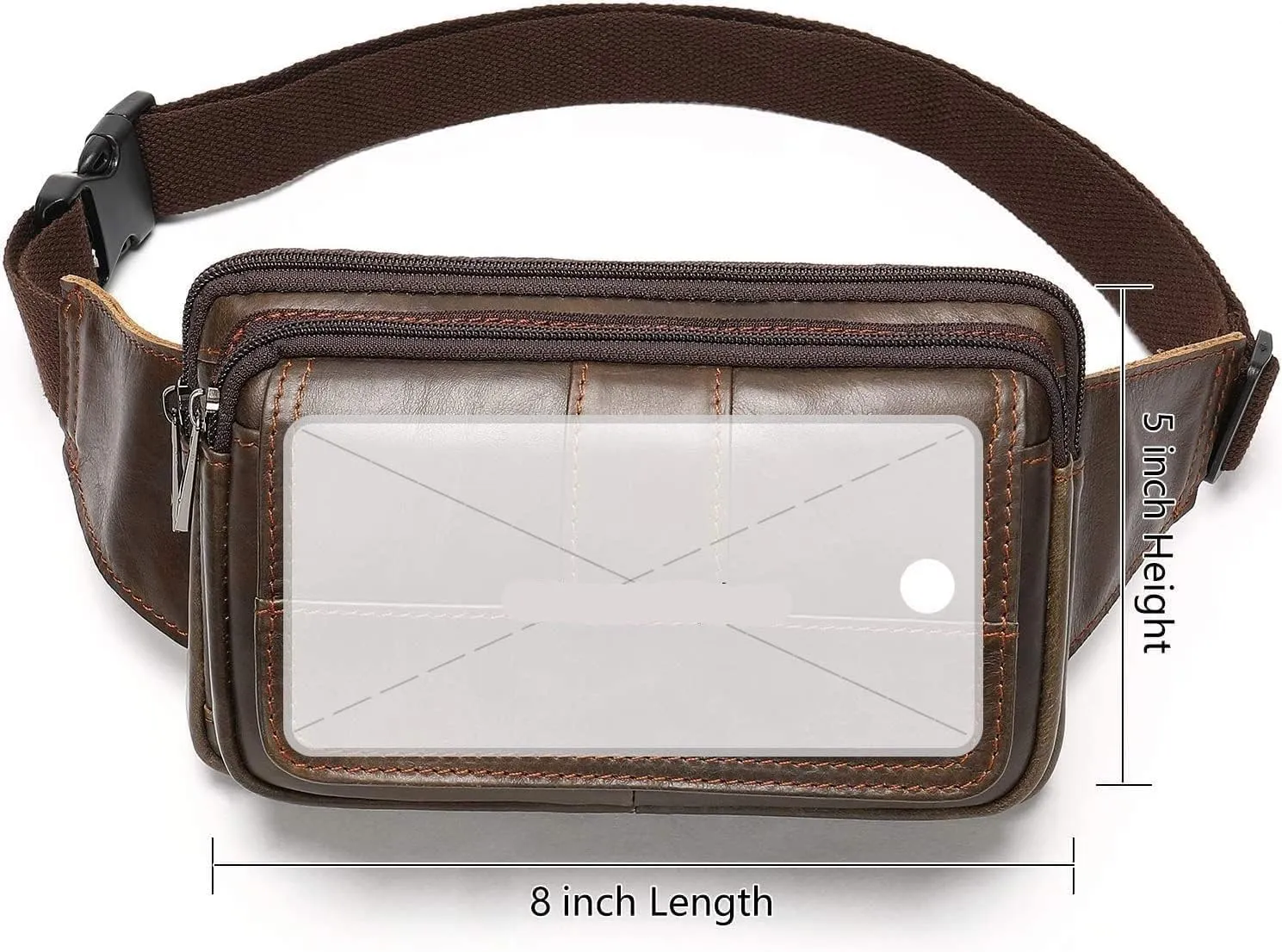 Fanny Pack for Men and Women, Leather Sling Waist Bag for Hiking Running Travel - Cowhide Leather(Coffee)