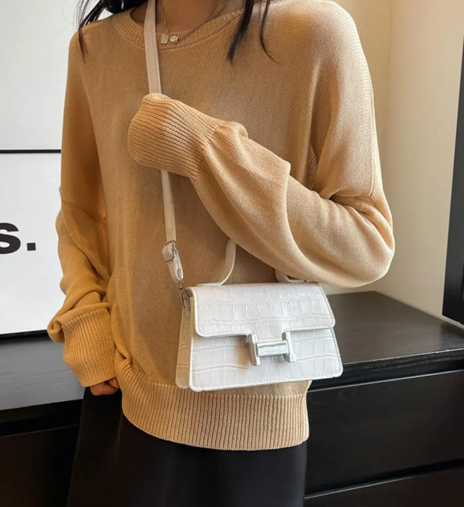 Fashion Shoulder Crossbody Bag for Women Vegan Leather Y2k Purse Small Totes Crocodile Handbag Satchel Clutch