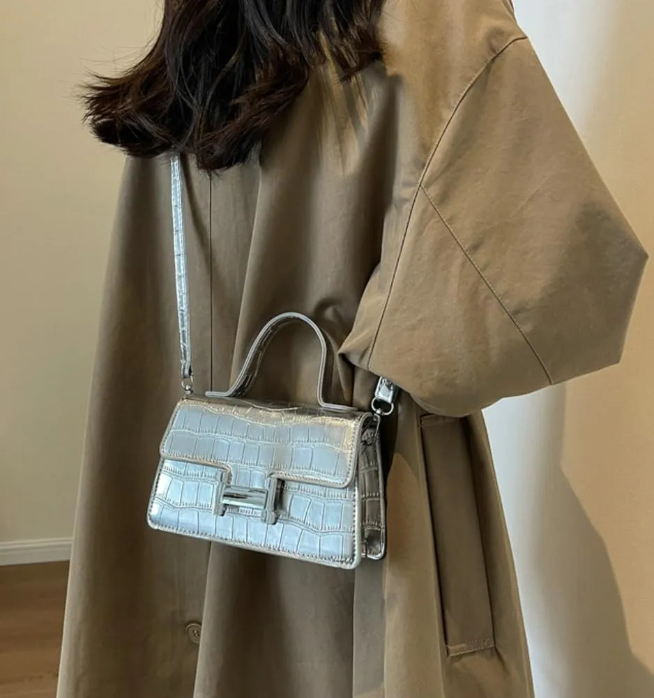 Fashion Shoulder Crossbody Bag for Women Vegan Leather Y2k Purse Small Totes Crocodile Handbag Satchel Clutch