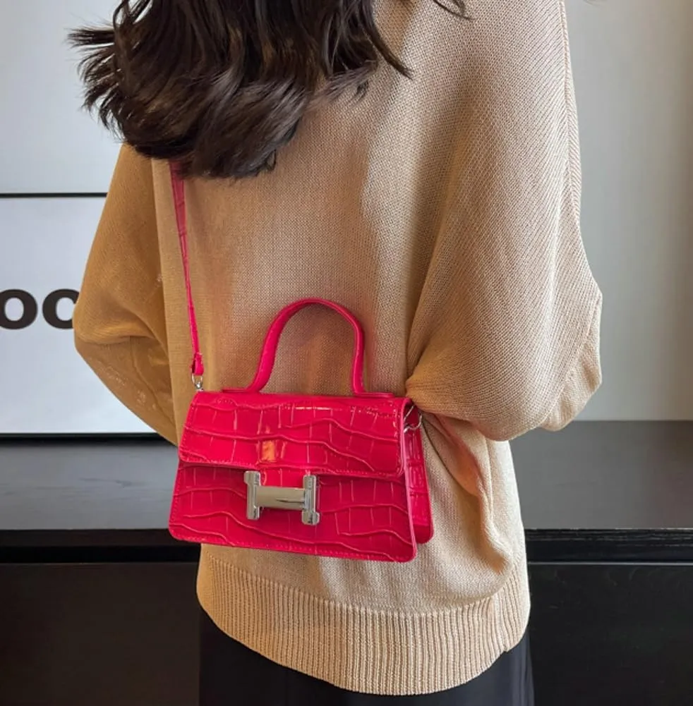Fashion Shoulder Crossbody Bag for Women Vegan Leather Y2k Purse Small Totes Crocodile Handbag Satchel Clutch