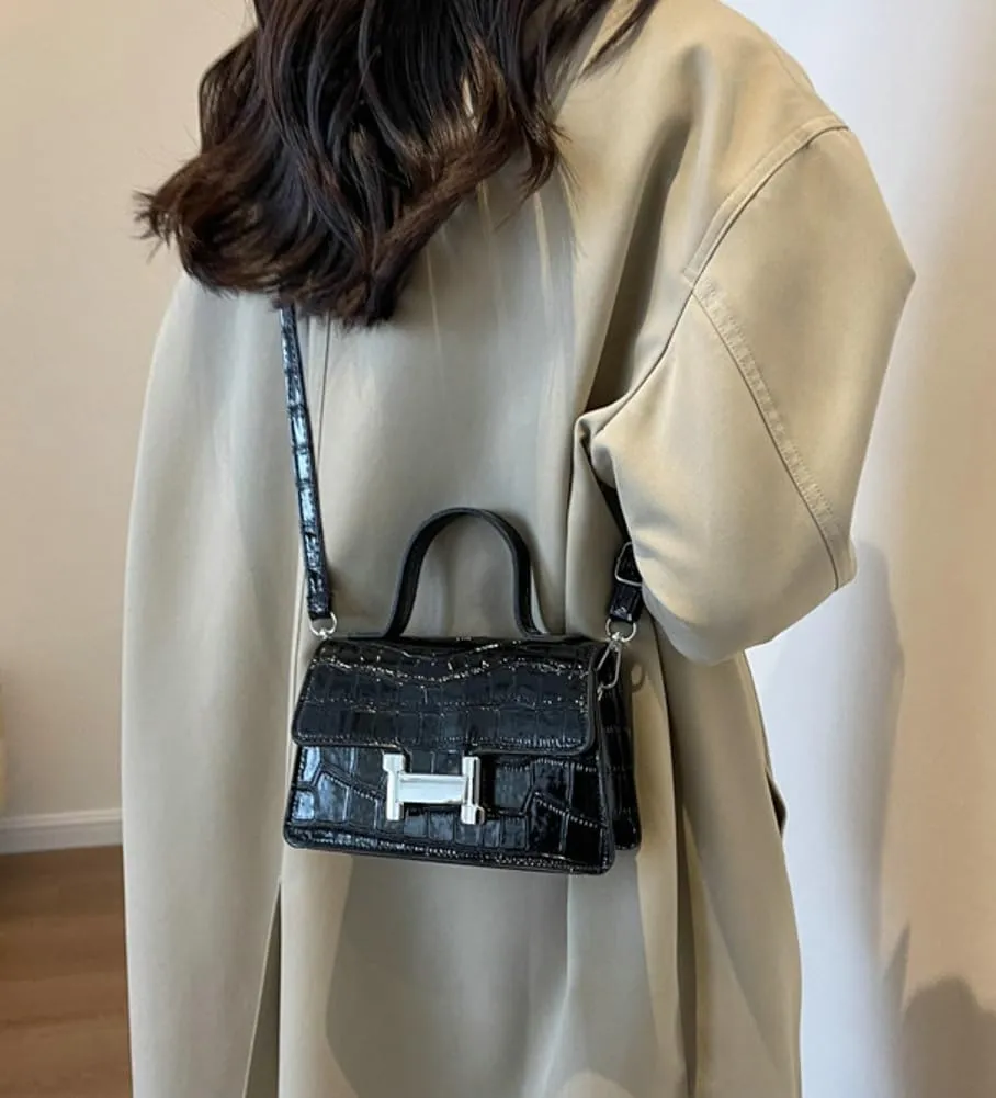 Fashion Shoulder Crossbody Bag for Women Vegan Leather Y2k Purse Small Totes Crocodile Handbag Satchel Clutch