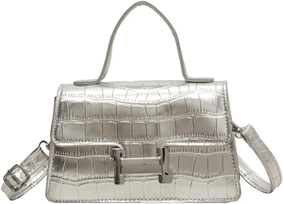 Fashion Shoulder Crossbody Bag for Women Vegan Leather Y2k Purse Small Totes Crocodile Handbag Satchel Clutch