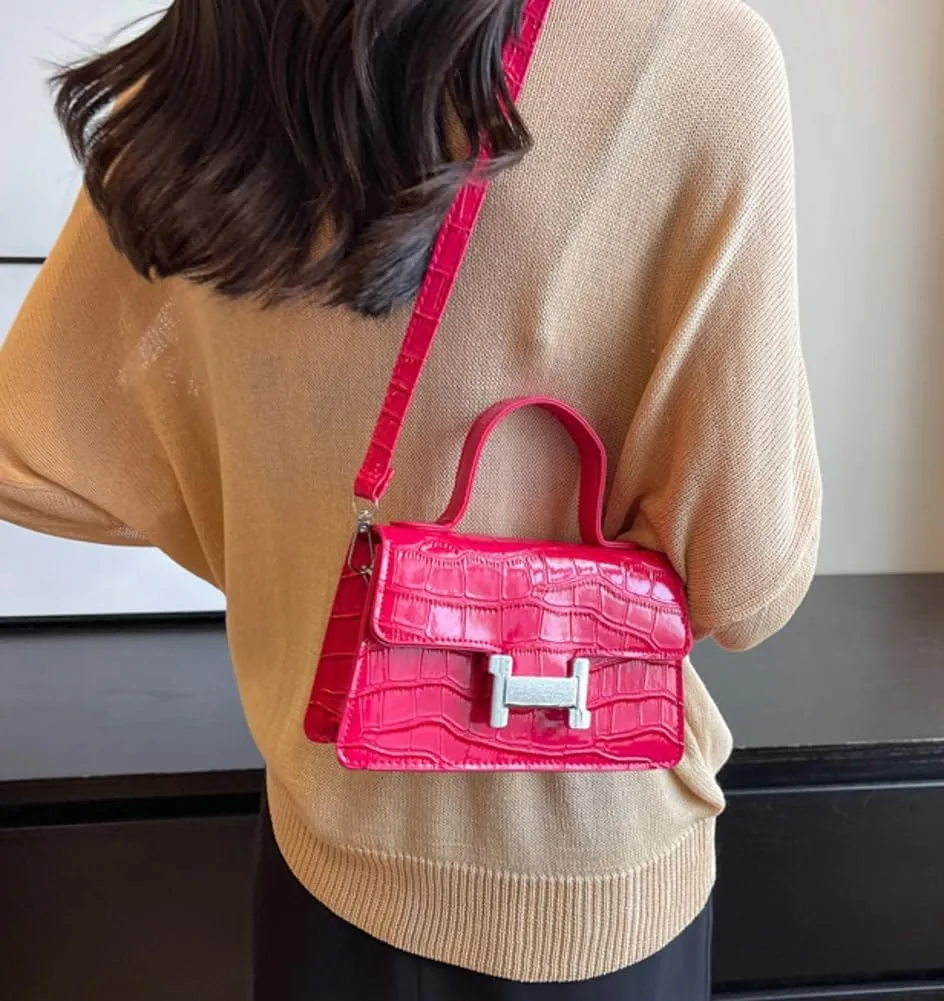 Fashion Shoulder Crossbody Bag for Women Vegan Leather Y2k Purse Small Totes Crocodile Handbag Satchel Clutch