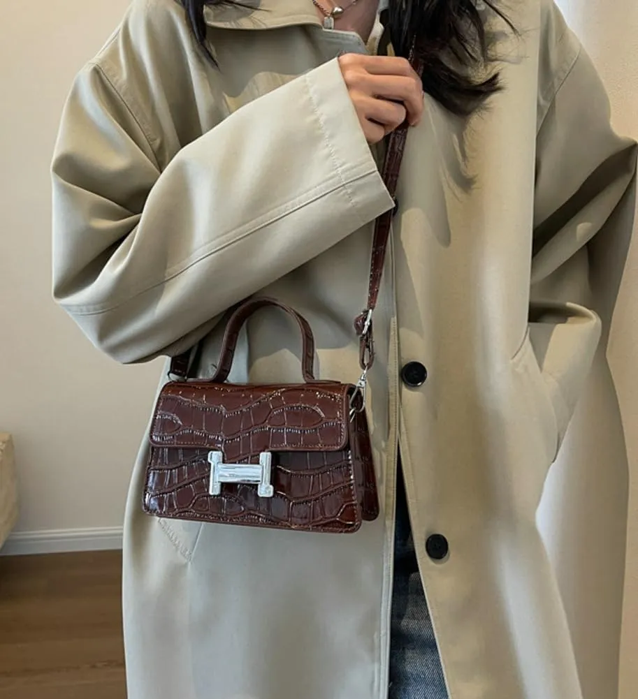 Fashion Shoulder Crossbody Bag for Women Vegan Leather Y2k Purse Small Totes Crocodile Handbag Satchel Clutch