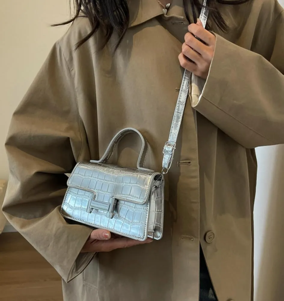 Fashion Shoulder Crossbody Bag for Women Vegan Leather Y2k Purse Small Totes Crocodile Handbag Satchel Clutch