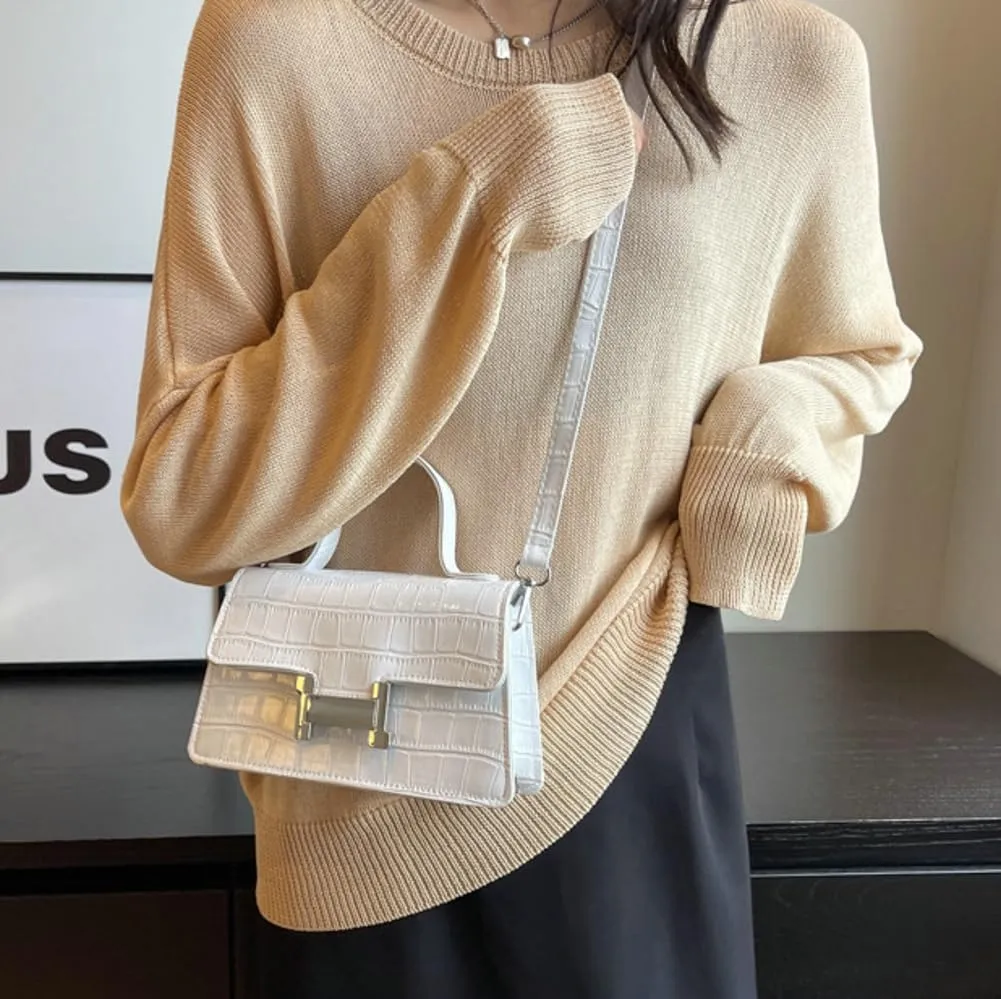 Fashion Shoulder Crossbody Bag for Women Vegan Leather Y2k Purse Small Totes Crocodile Handbag Satchel Clutch