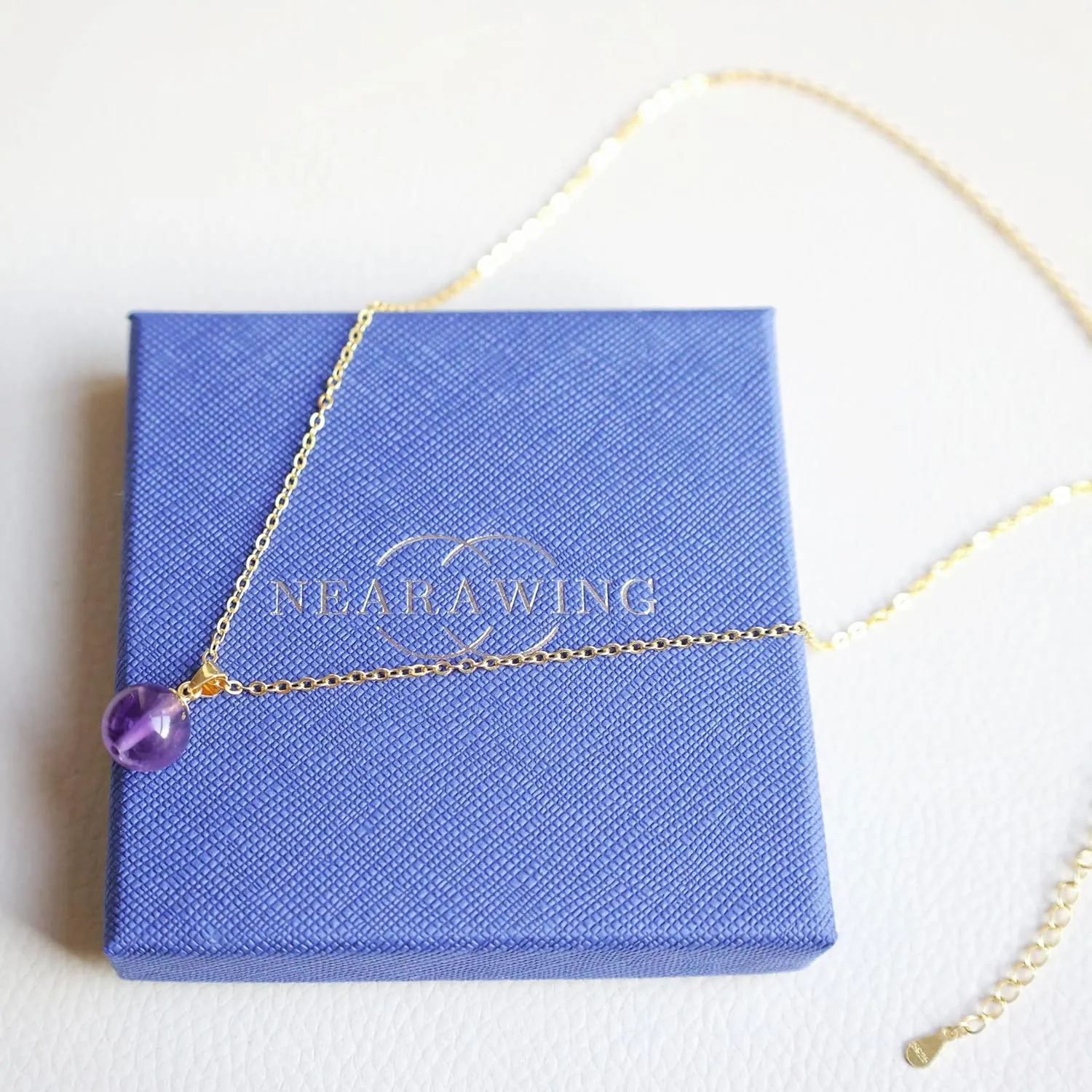 February Birthstone Amethyst Crystal Pendant Necklace for Women with Adjustable 925 Sterling Silver Gold-Plated Chain