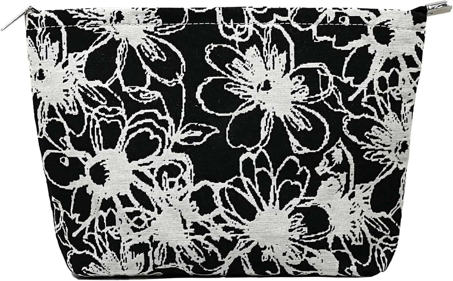 Floral Makeup Bag for Women,Travel Makeup Bags for Purse, Black Makeup Bag, Canvas Make Up Bag, Light Lining Comfortable Lightweight Makeup Bag, Zipper Pouch Bags, Cosmetic Bag for Women